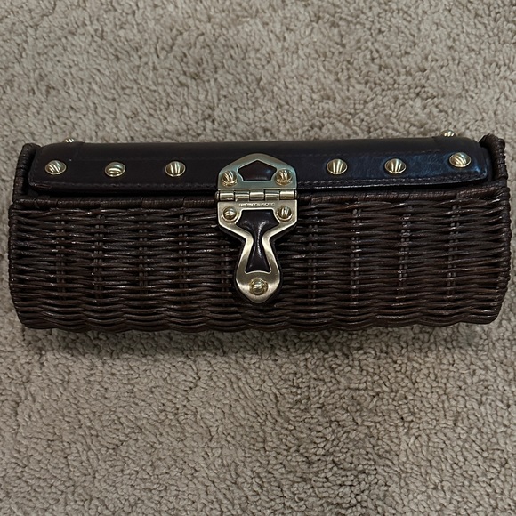 MICHAEL Michael Kors Dark Brown Woven Clutch with Gold Hardware - Picture 1 of 3